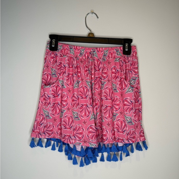 Simply Southern Wilmington Tassel Beach Seashell Printed Pink Shorts - Picture 6 of 6
